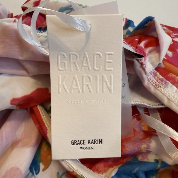 Grace Karin Women Size S Floral Halter Maxi Dress Criss Cross Summer NWT - Picture 15 of 16